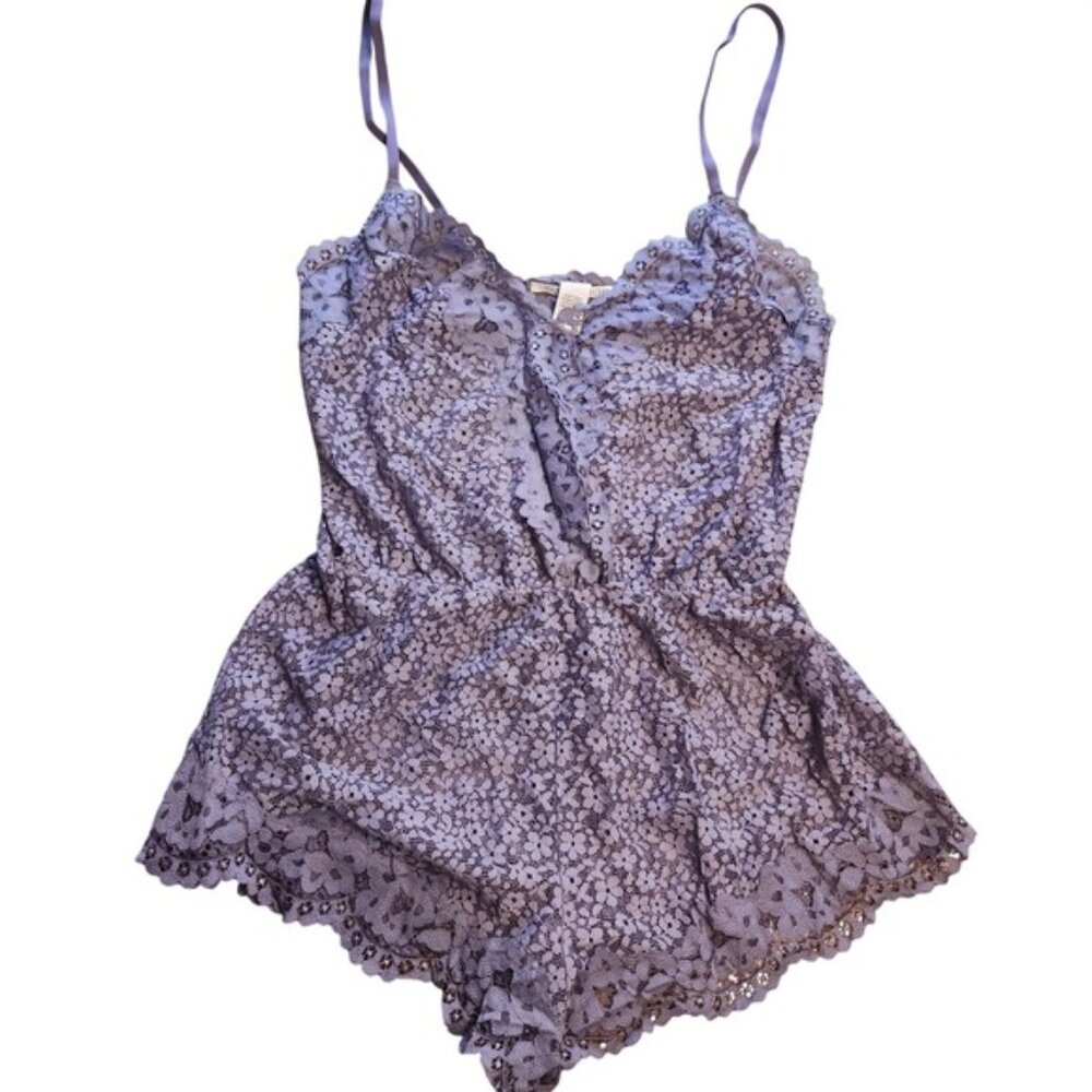 Victoria's Secret Sheer Lace Floral Teddy Romper Lilac XS girlhoodcore